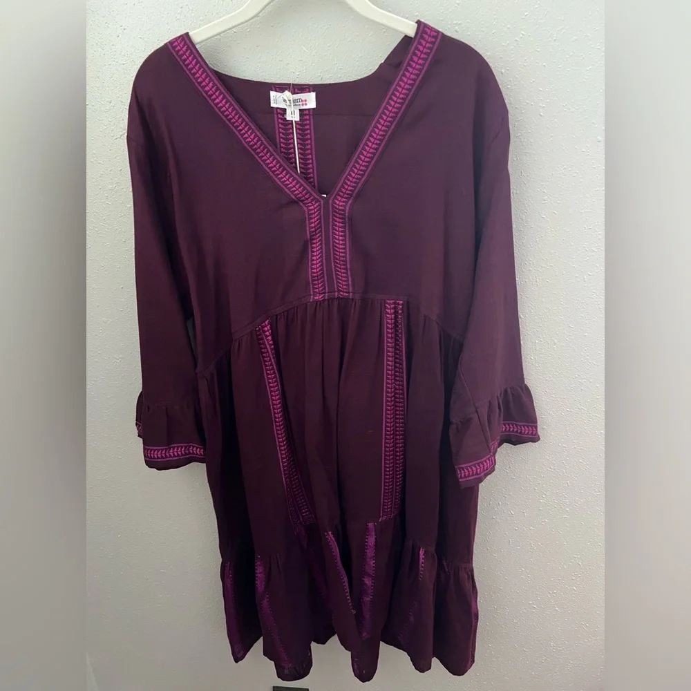 lemlem Hanna Cotton Blend Cover Up Dress New